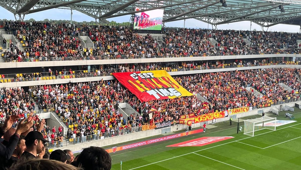 Le Mans FC supporters celebrating
