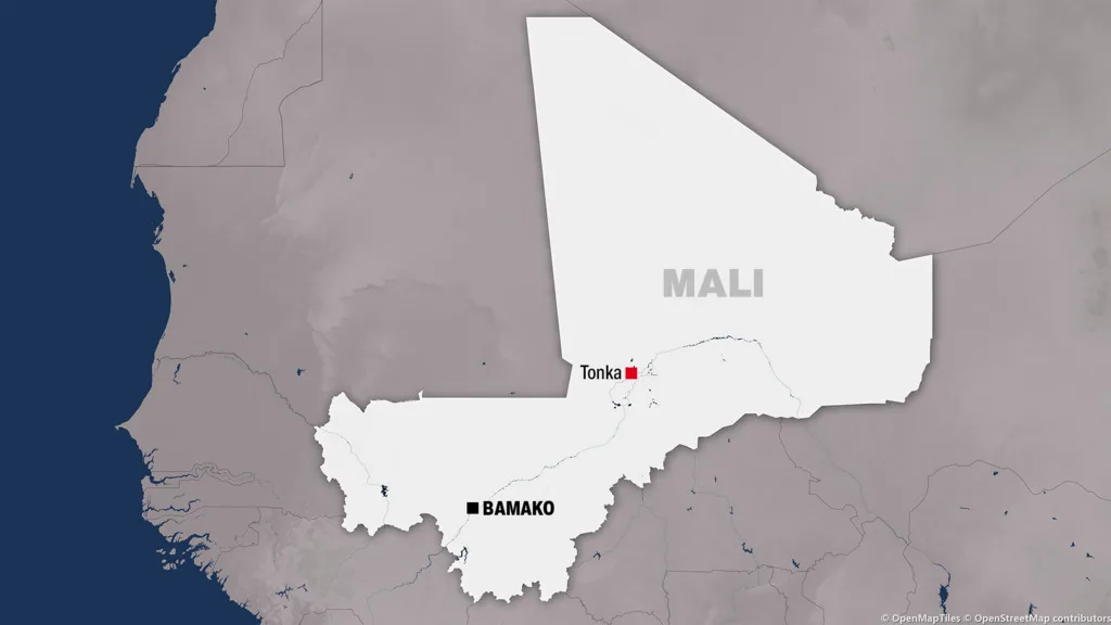 Aerial view of Tonka town in Mali's Tombouctou region