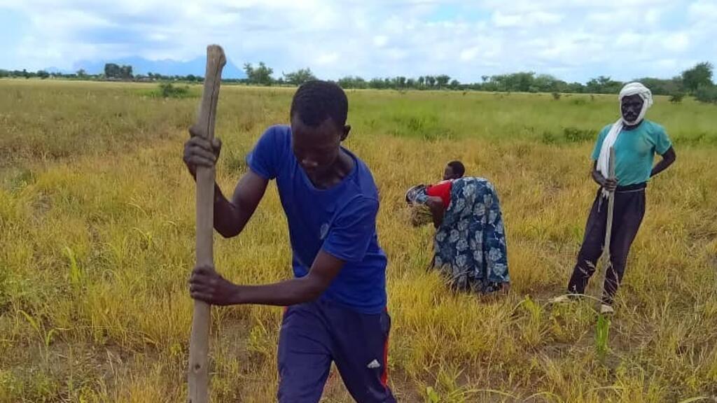 A farmer marks an agricultural plot during a CEP session