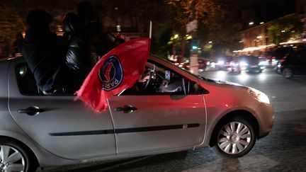 Paris fans celebrating PSG's Champions League final qualification on May 7, 2026. (GIULIA MORICI / AFP)