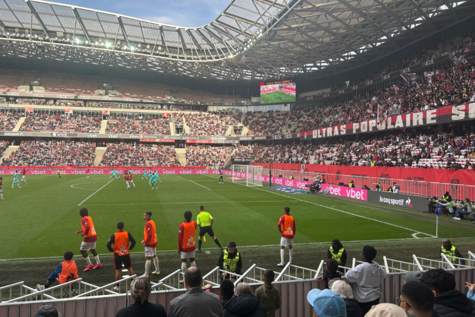 Nice's Allianz Riviera stadium awaits the high-stakes playoff return match against Saint-Etienne
