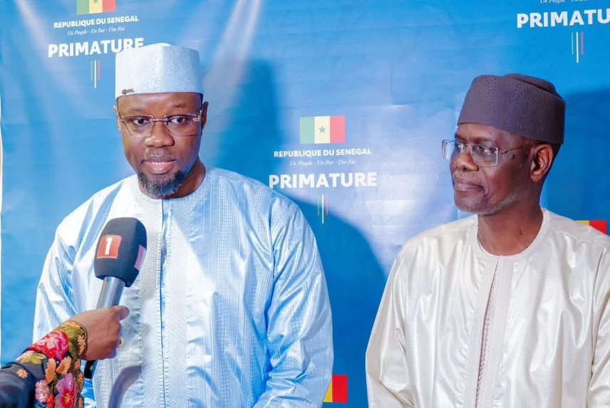 Handover ceremony at Primature between outgoing and incoming Prime Ministers