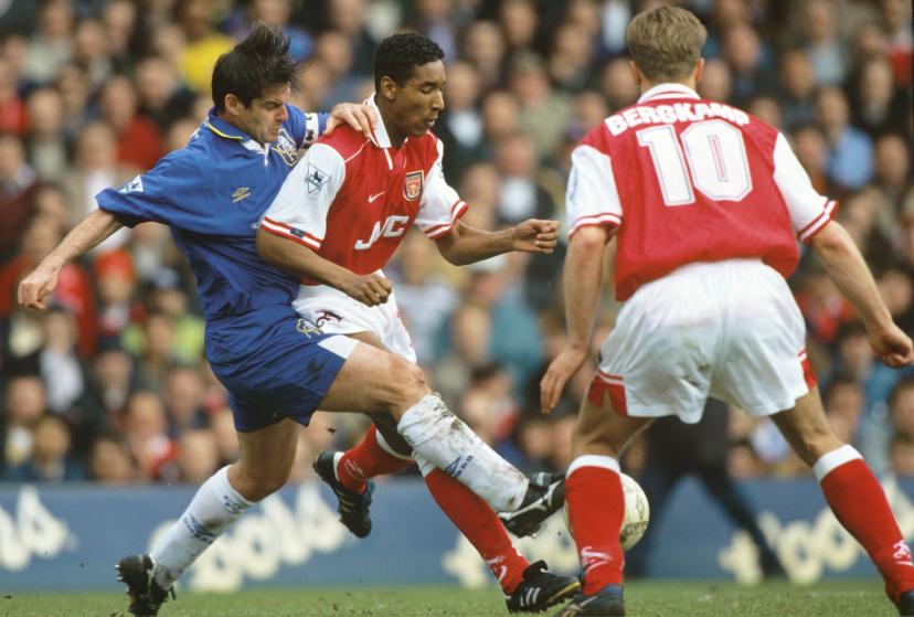 Nicolas Anelka (center) during a match against Chelsea (0-3), April 5, 1997.