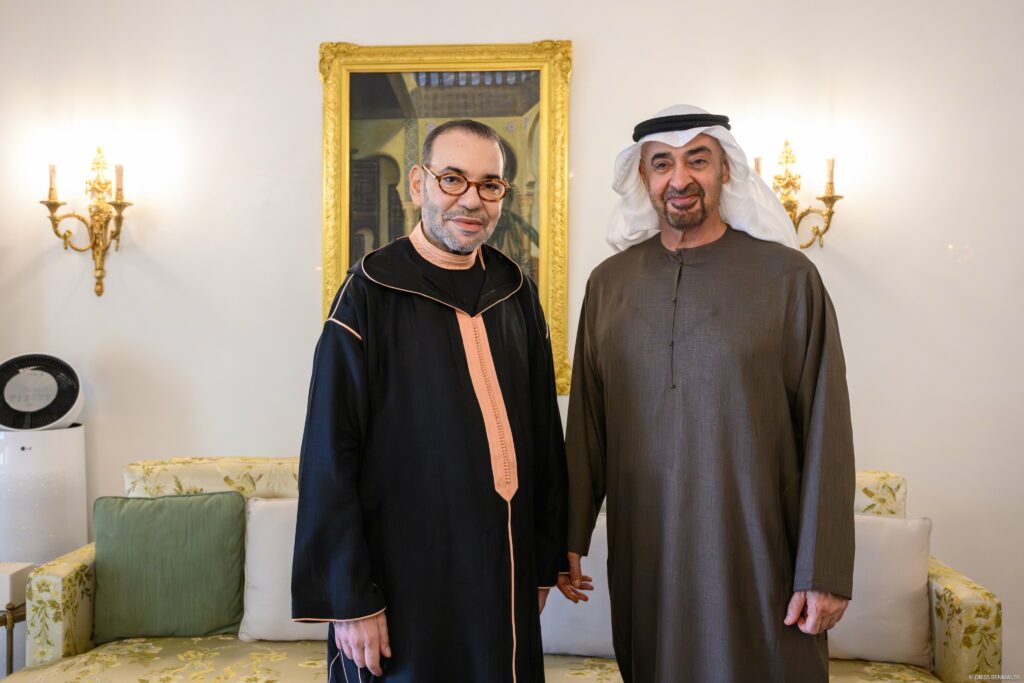 King Mohammed VI of Morocco with Sheikh Mohammed Ben Zayed Al Nahyan of UAE