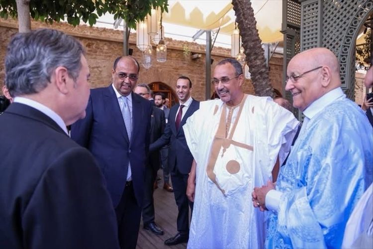 From left to right: Richard Duke Buchan III, Sidi Hamdi Oild Errechid, Ynja El Khattat, and Moulay Hamdi Old Errechid at the U.S. Embassy reception in Rabat, June 9, 2026.