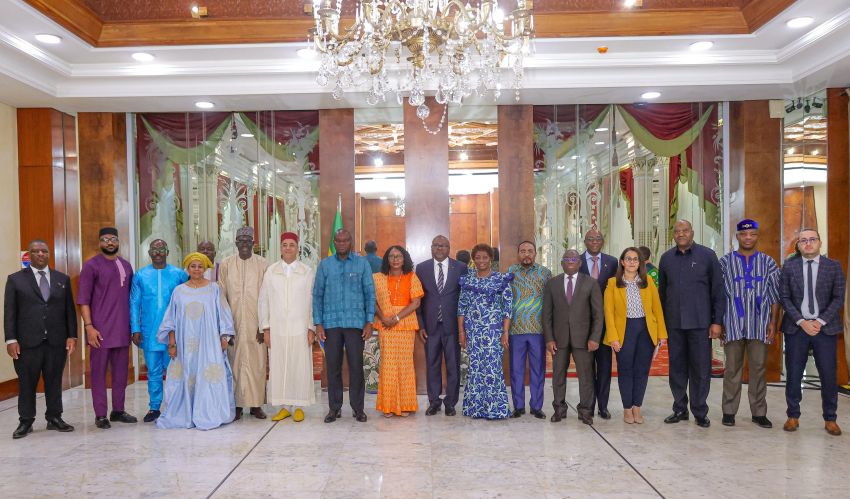 Gabonese President Oligui Nguema with African diplomats