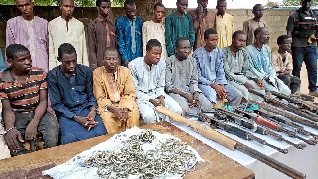 Group of former Boko Haram fighters during reintegration ceremony in Maiduguri