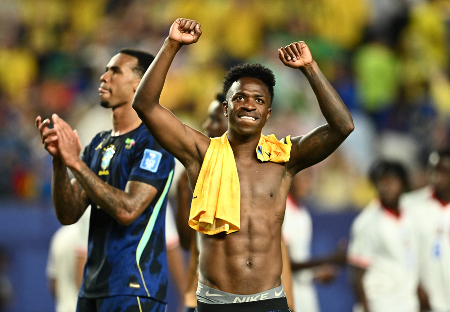 Brazil’s defensive line during the match