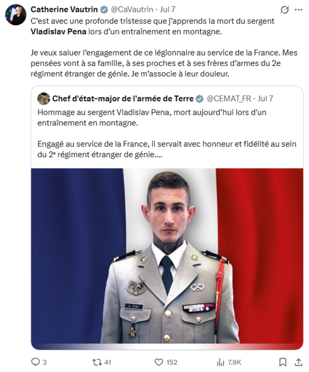 Official photographs released following Sergeant Pena’s death in France.