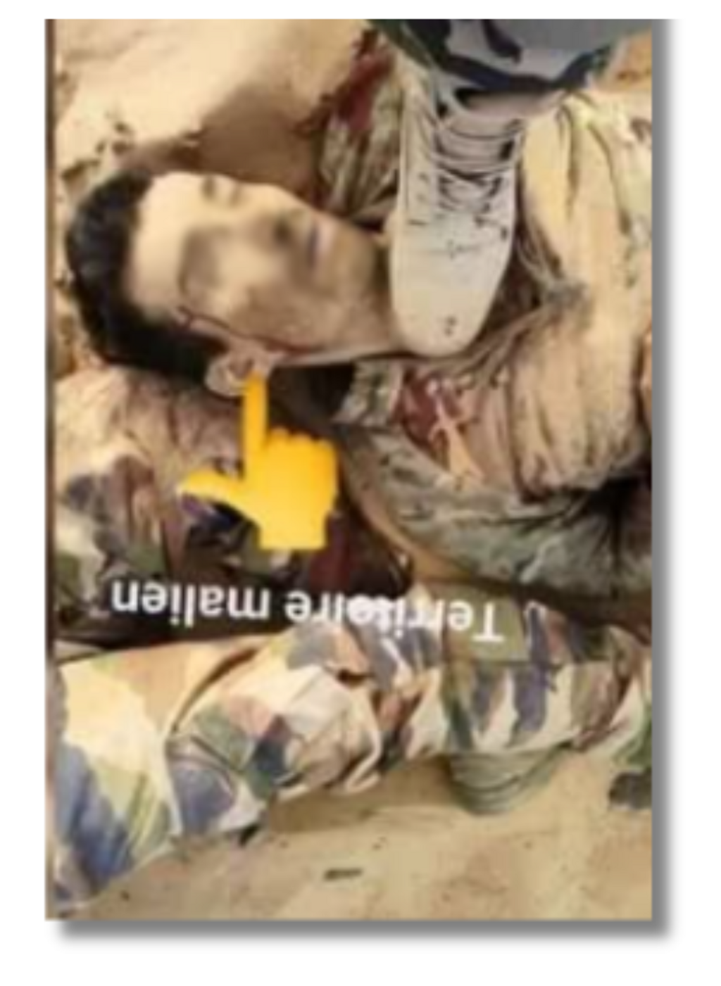 We traced the image of the man in military gear featured in propaganda posts, adjusting its orientation and blurring his face for identification.