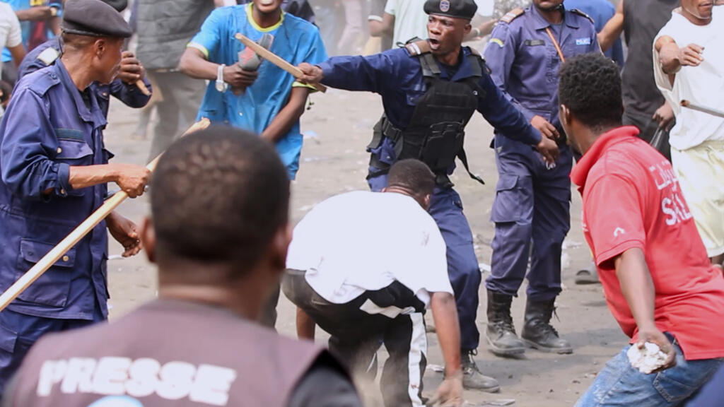 clashes between police and protesters during a demonstration in Kinshasa, DRC, june 12 2026
