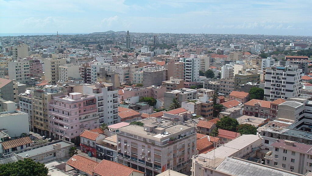 View of Dakar's financial district, Plateau neighborhood, in the city center of Dakar, Senegal.