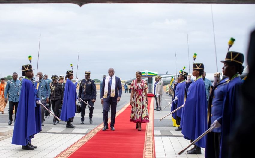 Gabonese First Lady and President Oligui Nguema returning to Libreville