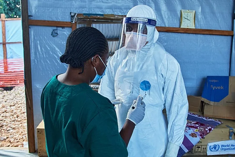 Healthcare workers in discussion at Bunia Evangelical Medical Center, July 3, 2026